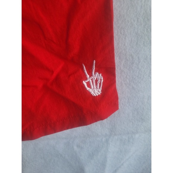 Men's Rue21 Volley Shorts Extra Small xs Red‎ drawstring peace skeleton - Picture 3 of 11